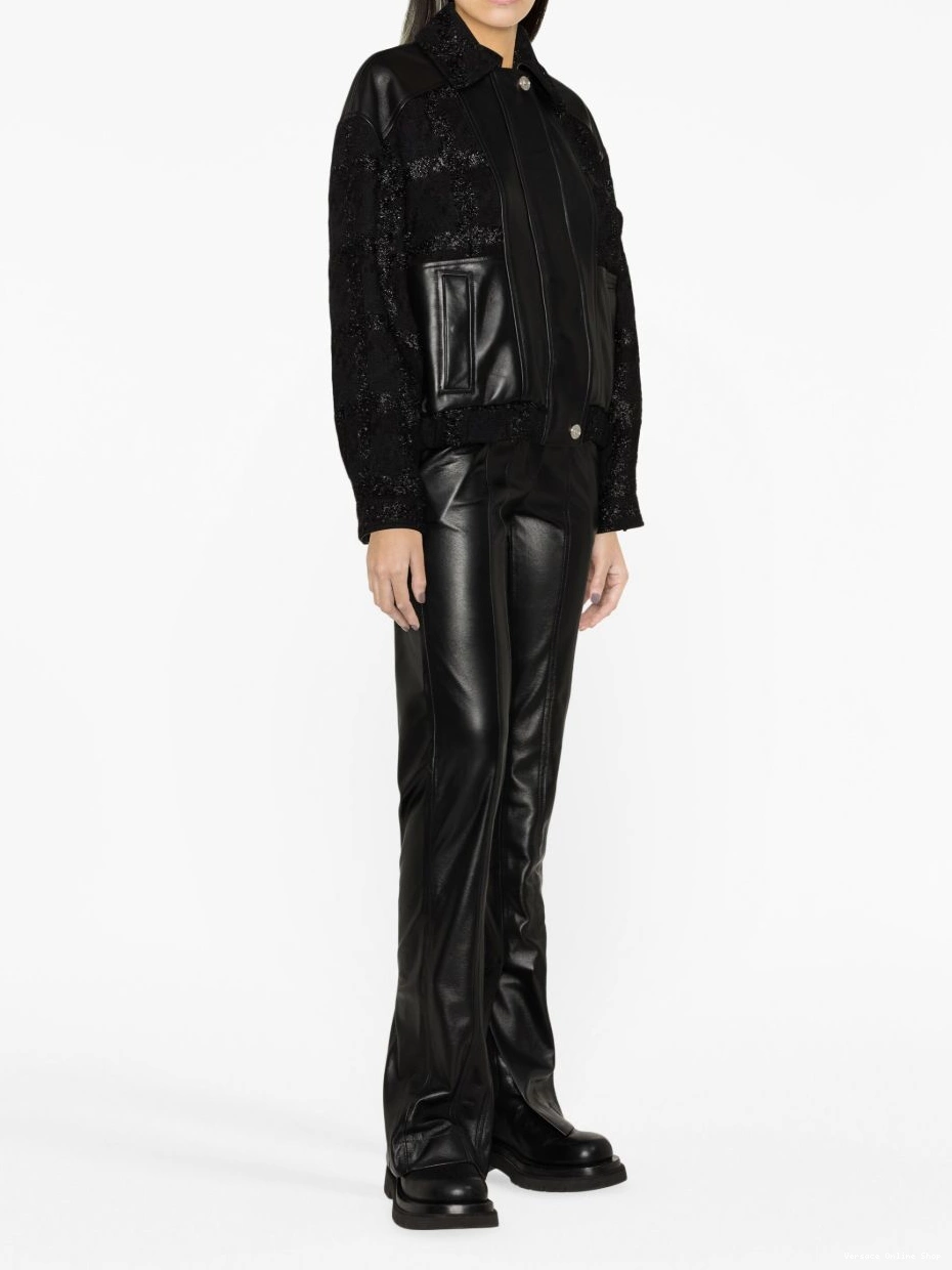 Cheap jacket glittered Versace bomber leather Women 0706